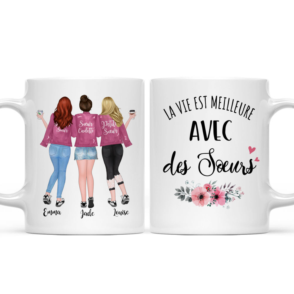 Personalized Mug - Tasse personnalisée - La vie est meilleure avec des sœurs - French_3