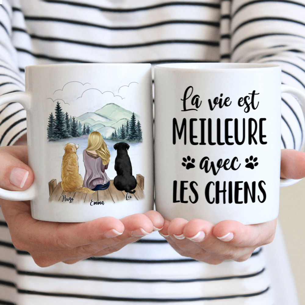 Tasse Personnalisée - La vie est meilleure avec les CHIENS - French - Personalized Mug