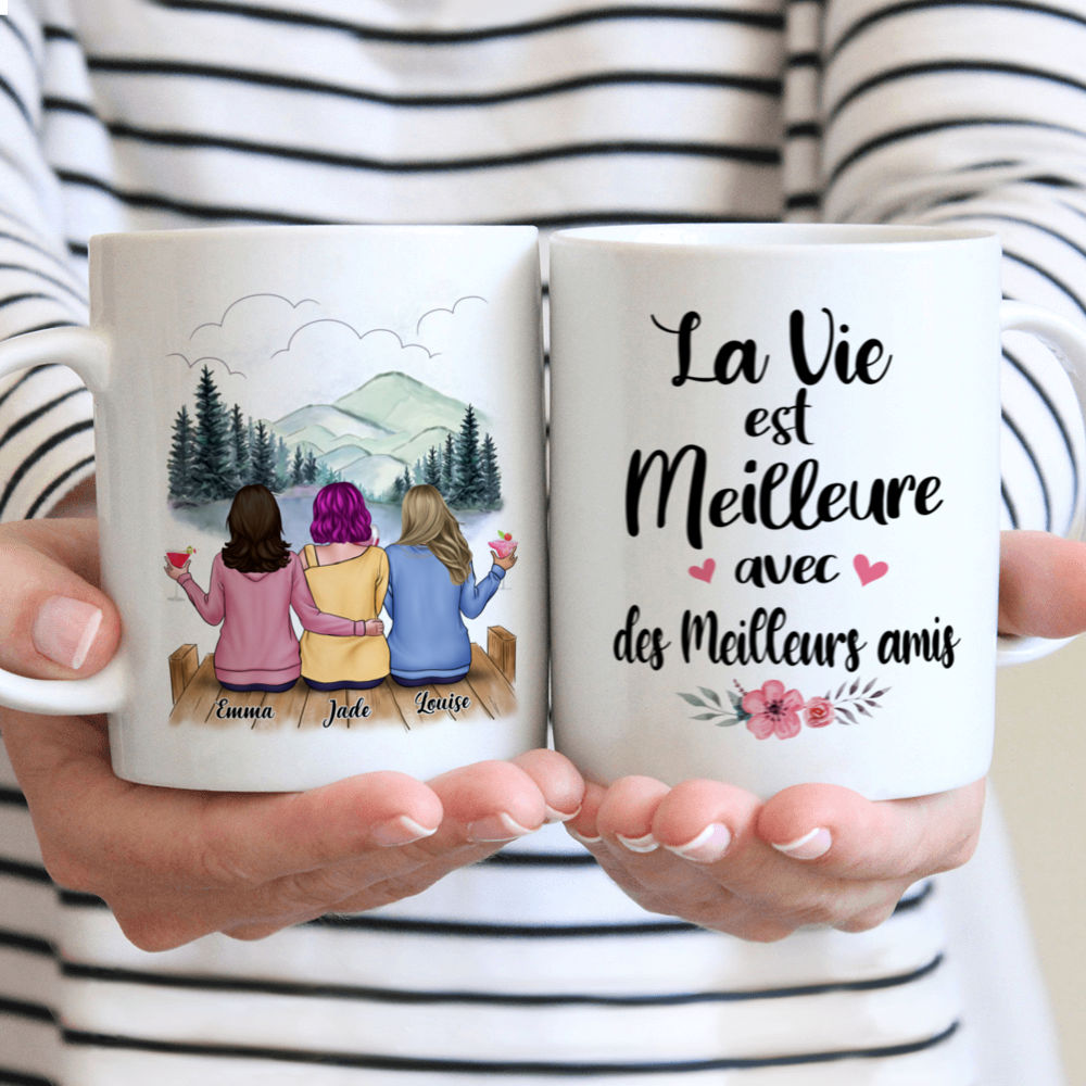 Tasse Personnalisée - La Vie est Meilleure avec des Meilleurs amis - French - Personalized Mug