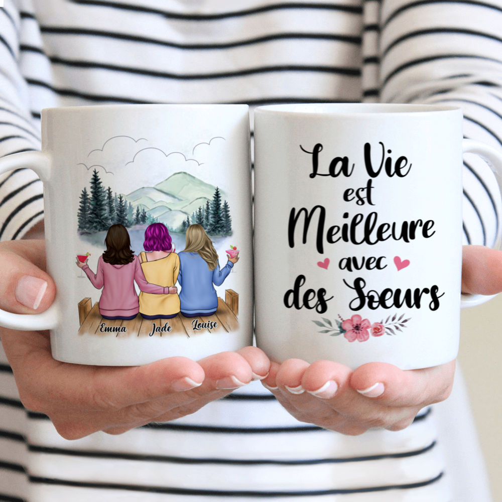 Tasse Personnalisée - La vie est meilleure avec des sœurs - French - Personalized Mug