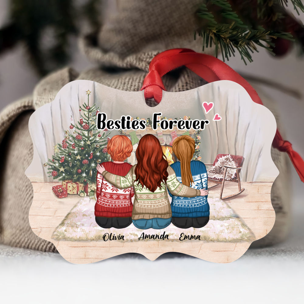 Personalized Christmas Ornament - Besties Forever (Xmas Theme)