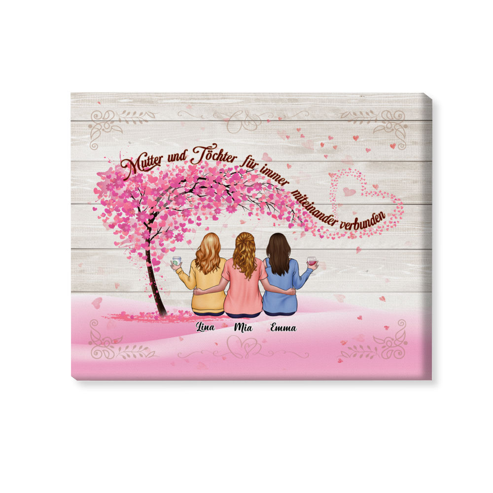 Personalized Wrapped Canvas - Personalisierte Leinwände - Mutter  und  Töchter  für immer  miteinander verbunden - Germany