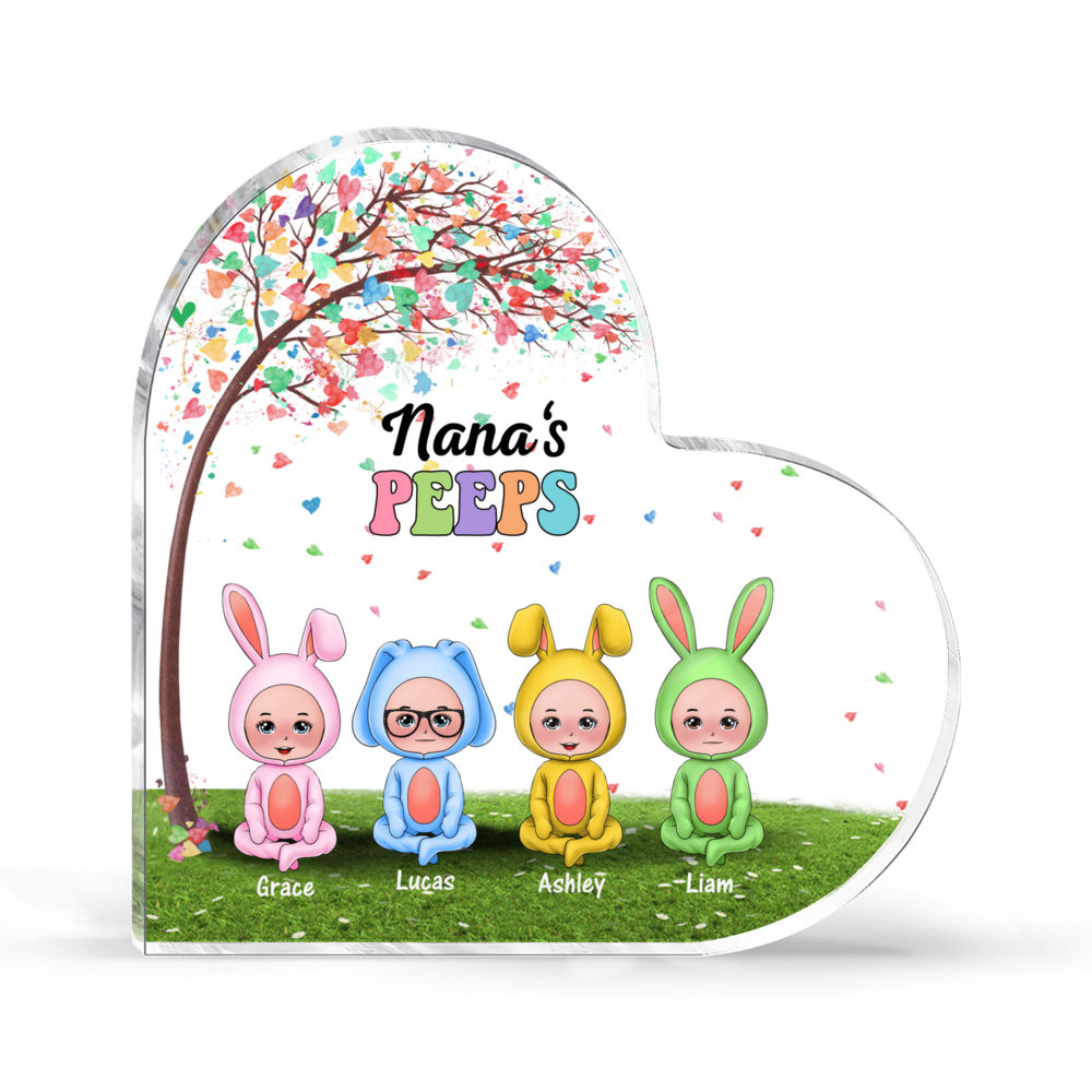 Personalized Desktop - Acrylic Heart Plaque - Nana's Peeps - Heart Tree - Easter Day Gift_3