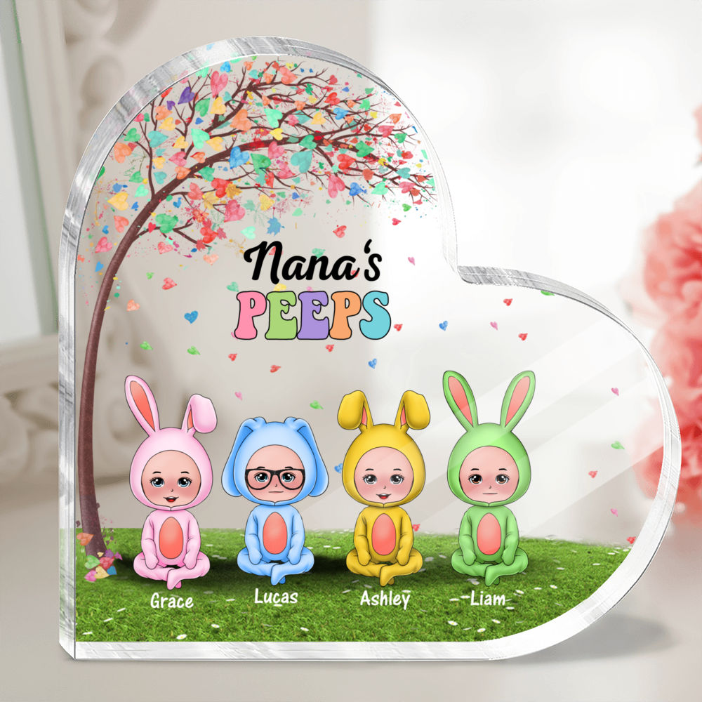 Personalized Desktop - Acrylic Heart Plaque - Nana's Peeps - Heart Tree - Easter Day Gift_2