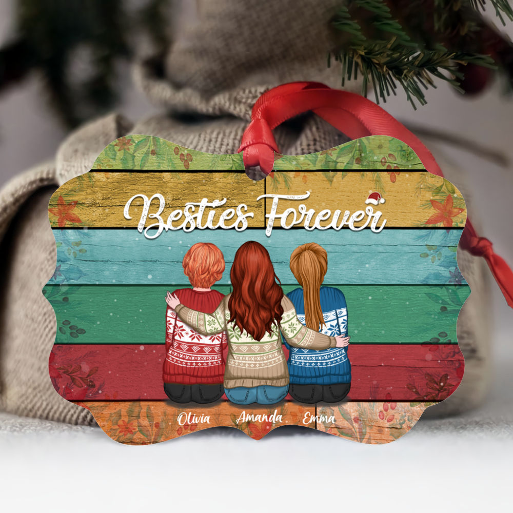 Personalized Ornament - Up to 5 Girls  - Christmas Ornament - Besties forever