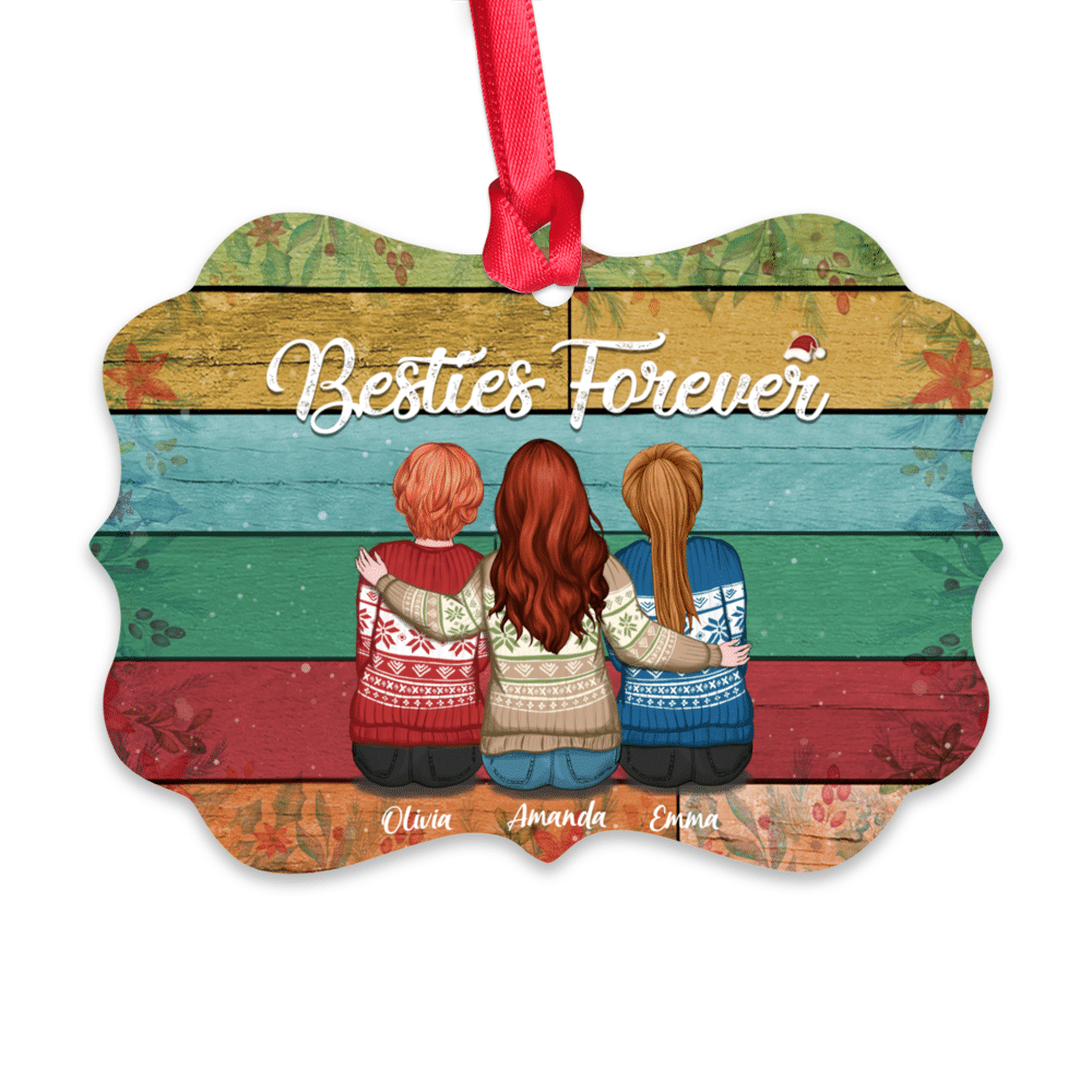 Personalized Ornament - Up to 5 Girls  - Christmas Ornament - Besties forever_1
