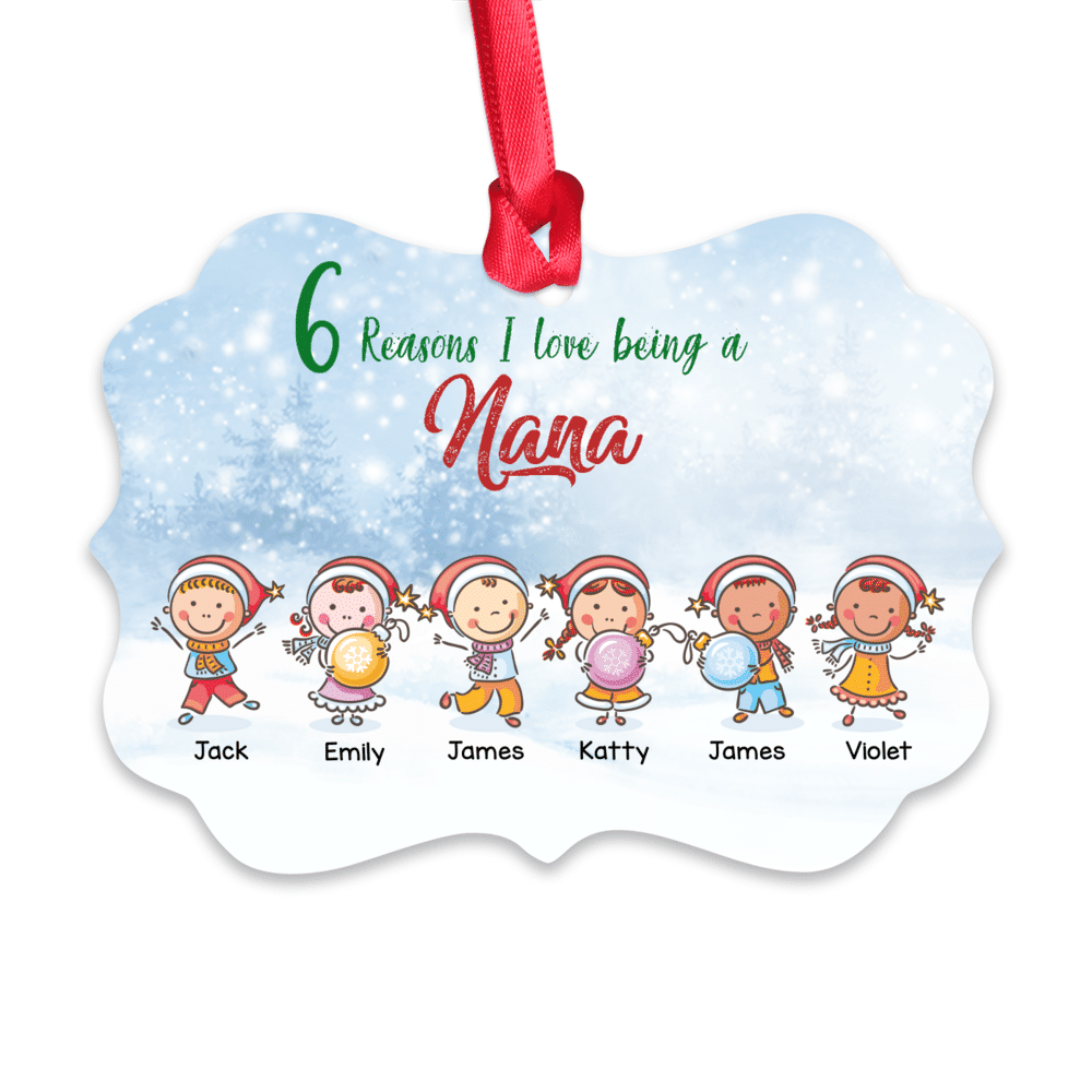 Up to 12 Kids - ... Reasons I love being a Nana (v1) - Personalized Ornament_1