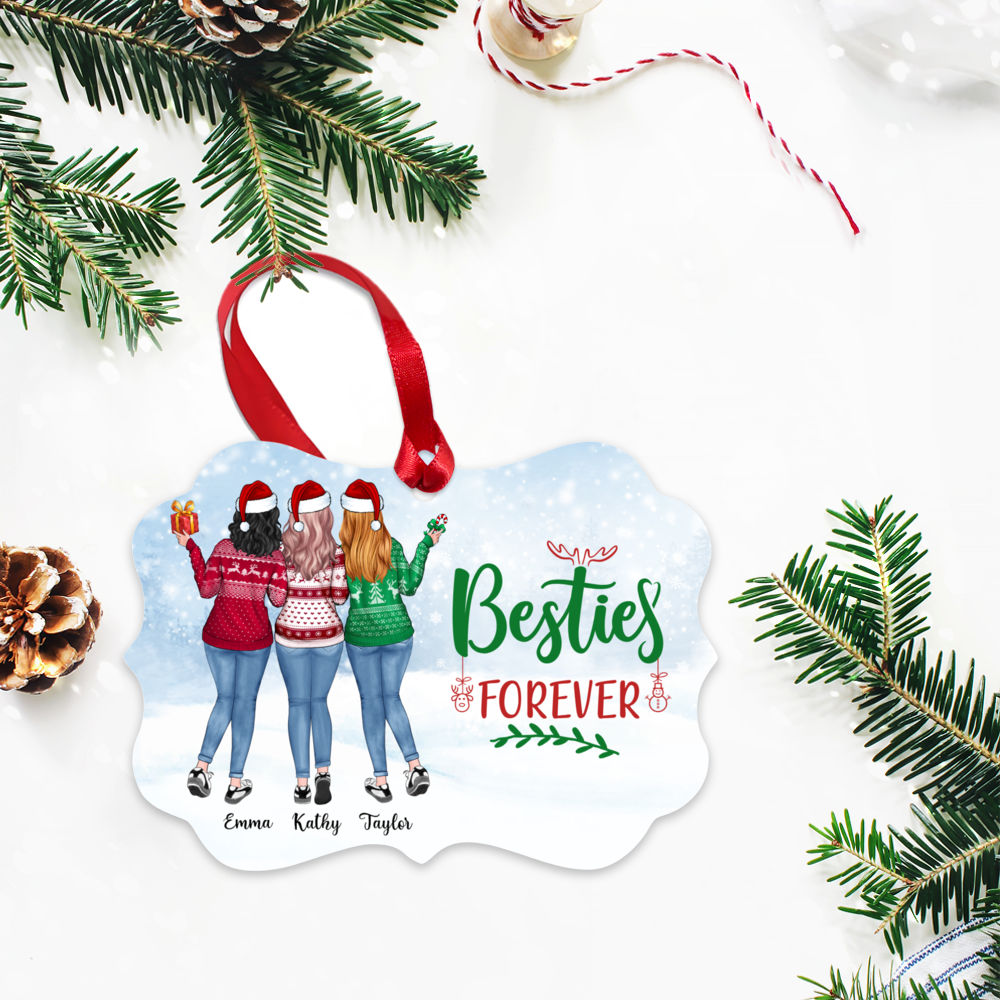 Personalized Ornament - Christmas Up to 5 Girls - Besties Forever_4