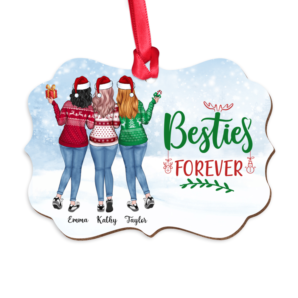 Personalized Ornament - Christmas Up to 5 Girls - Besties Forever_3
