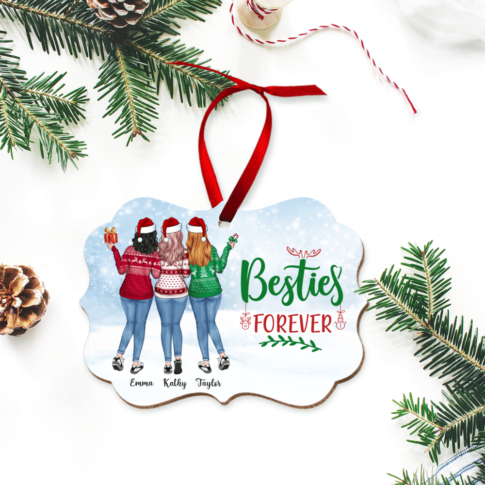 Personalized Ornament - Christmas Up to 5 Girls - Besties Forever_5