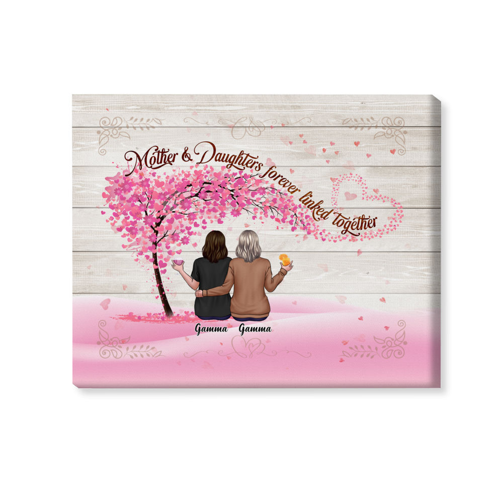 Personalized Wrapped Canvas - Mother's Day Gifts - Mother & Daughters Canvas - Mother & Daughters Forever Linked Together_1