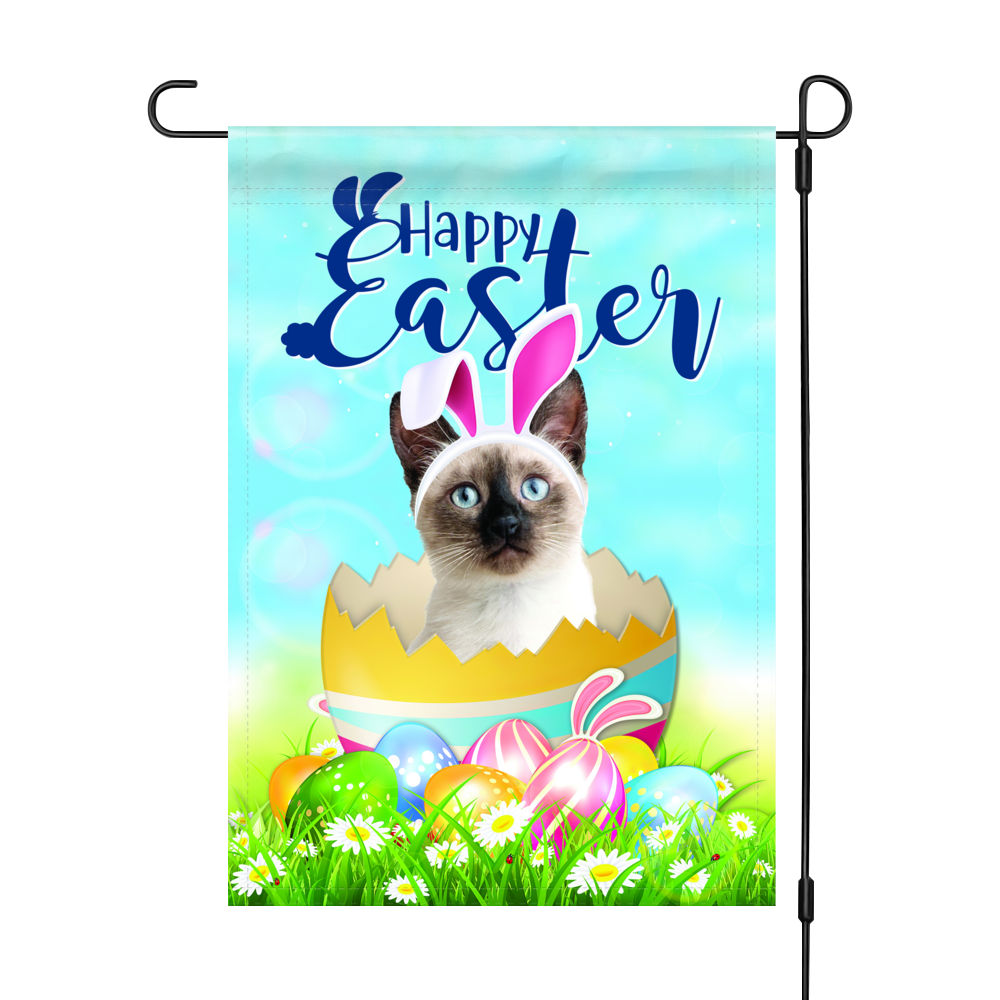 Happy Easter Day - Happy Easter Siamese Cat Flag Bunny Easter Eggs Spring Garden Flag Easter Welcome Flag 25877_4