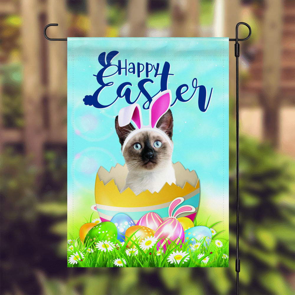 Happy Easter Day - Happy Easter Siamese Cat Flag Bunny Easter Eggs Spring Garden Flag Easter Welcome Flag 25877_5