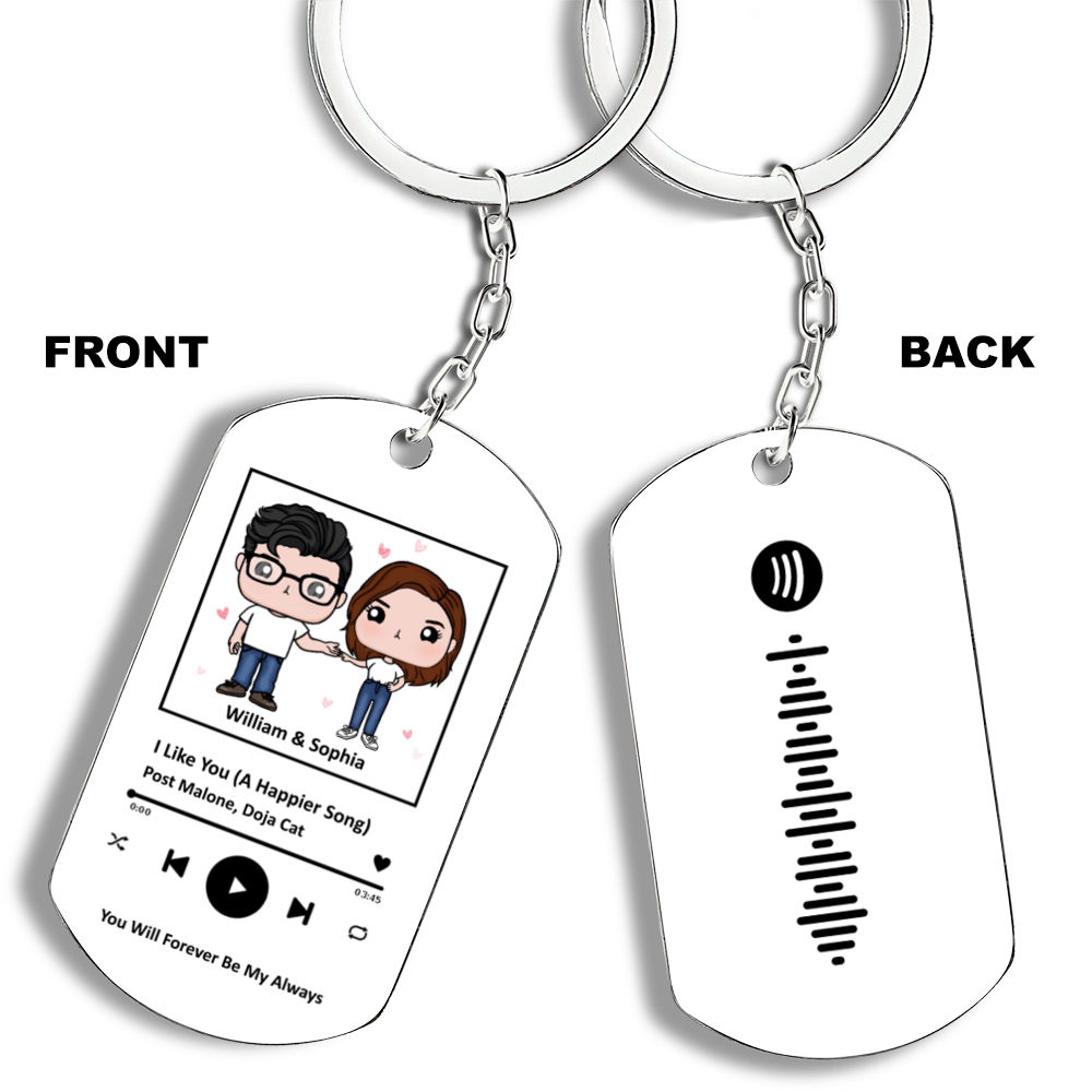 Song Keychain - Couple Figure - Gifts For Couples (Scannable Music Code) - Valentine's Day Gifts, Gifts For Couple - Personalized Keychain_1