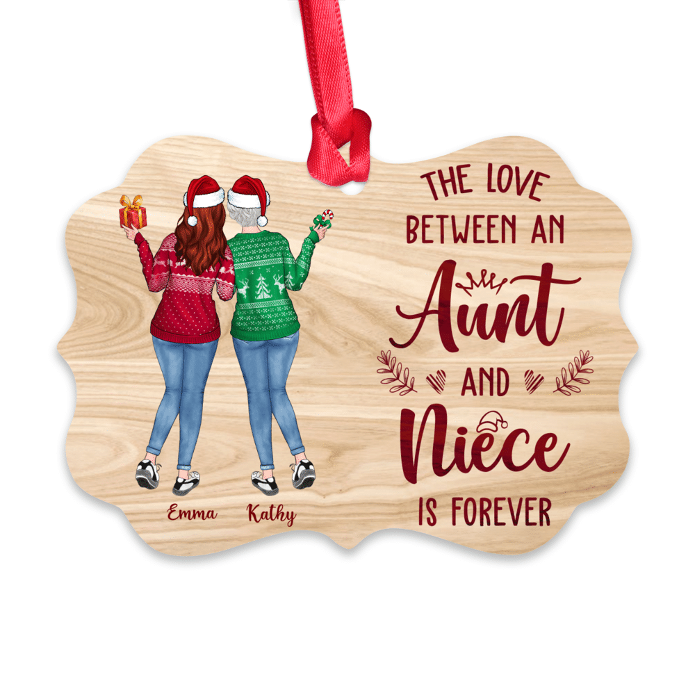 Family Up to 5 Girl - The Love Between An Auntie And Niece is Forever - Personalized Aluminum Ornament - Personalized Ornament_1