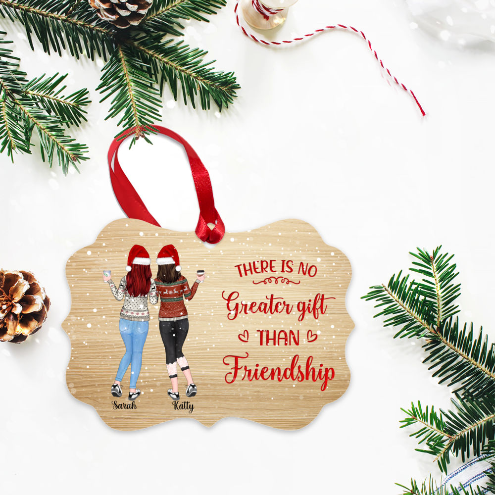 Personalized Ornament - Up to 5 Women - There is no greater gift than friendship - Ornament (Wood)_2