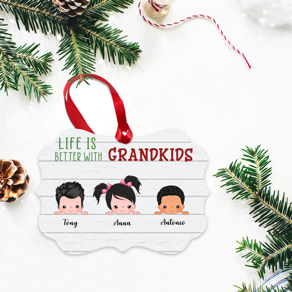 Up to 9 Kids - Life Is Better With GrandKids - Personalized Ornament_9