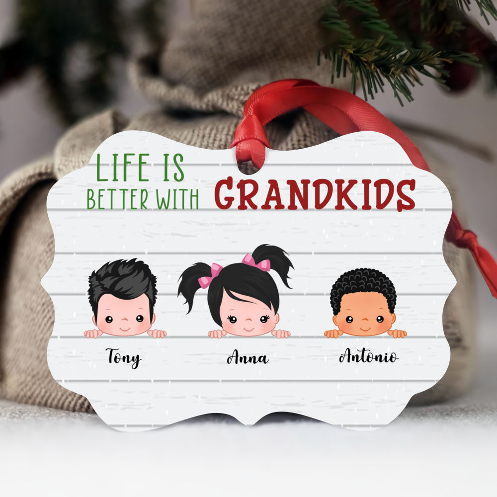 Personalized Ornament - Up to 9 Kids - Life Is Better With GrandKids_2