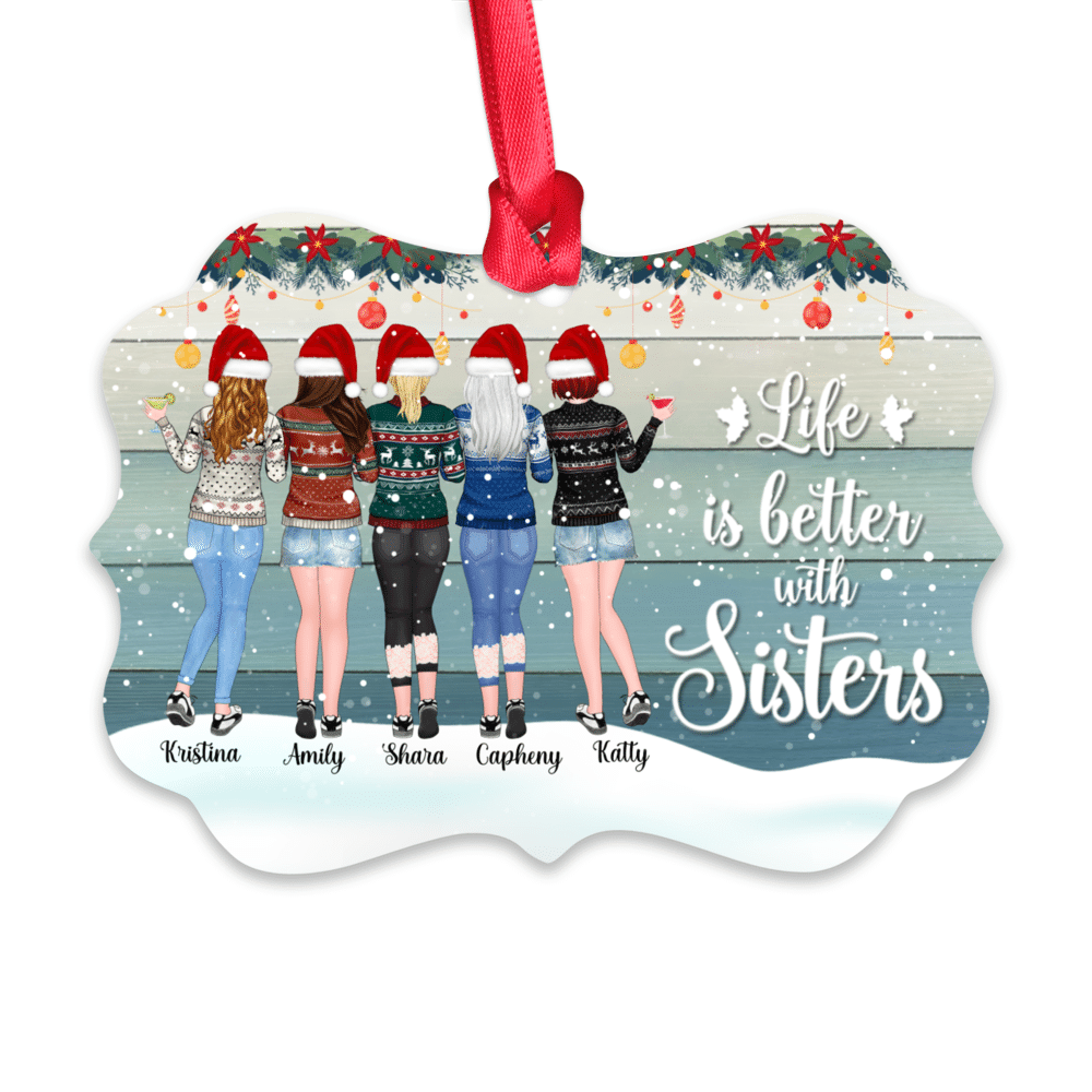 Personalized Ornament - Up to 5 Woman - Life is better with Sisters  - Ornament (BG3 Snow)_1