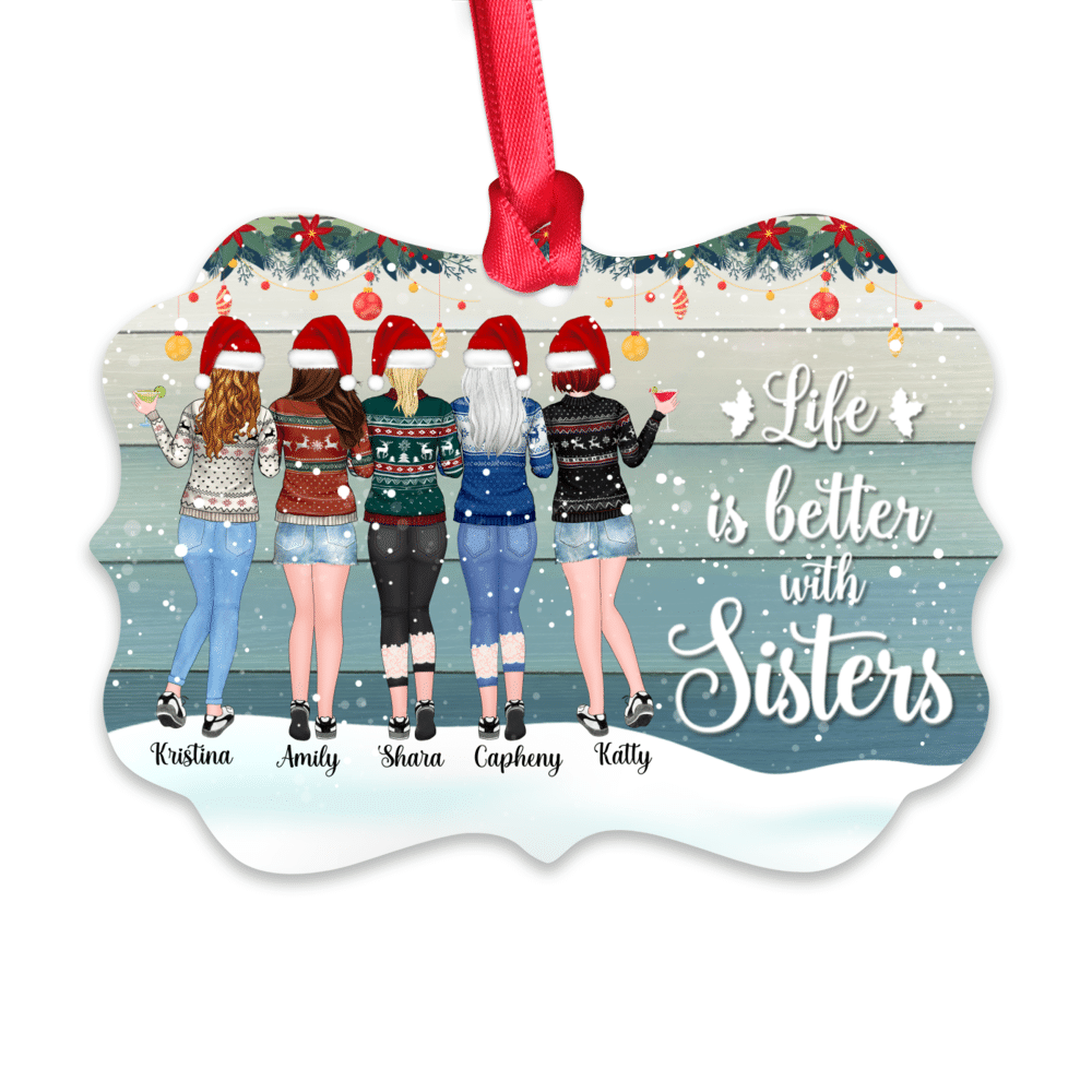 Personalized Ornament - Up to 5 Woman - Life is better with Sisters  - Ornament (BG3 Snow)_2