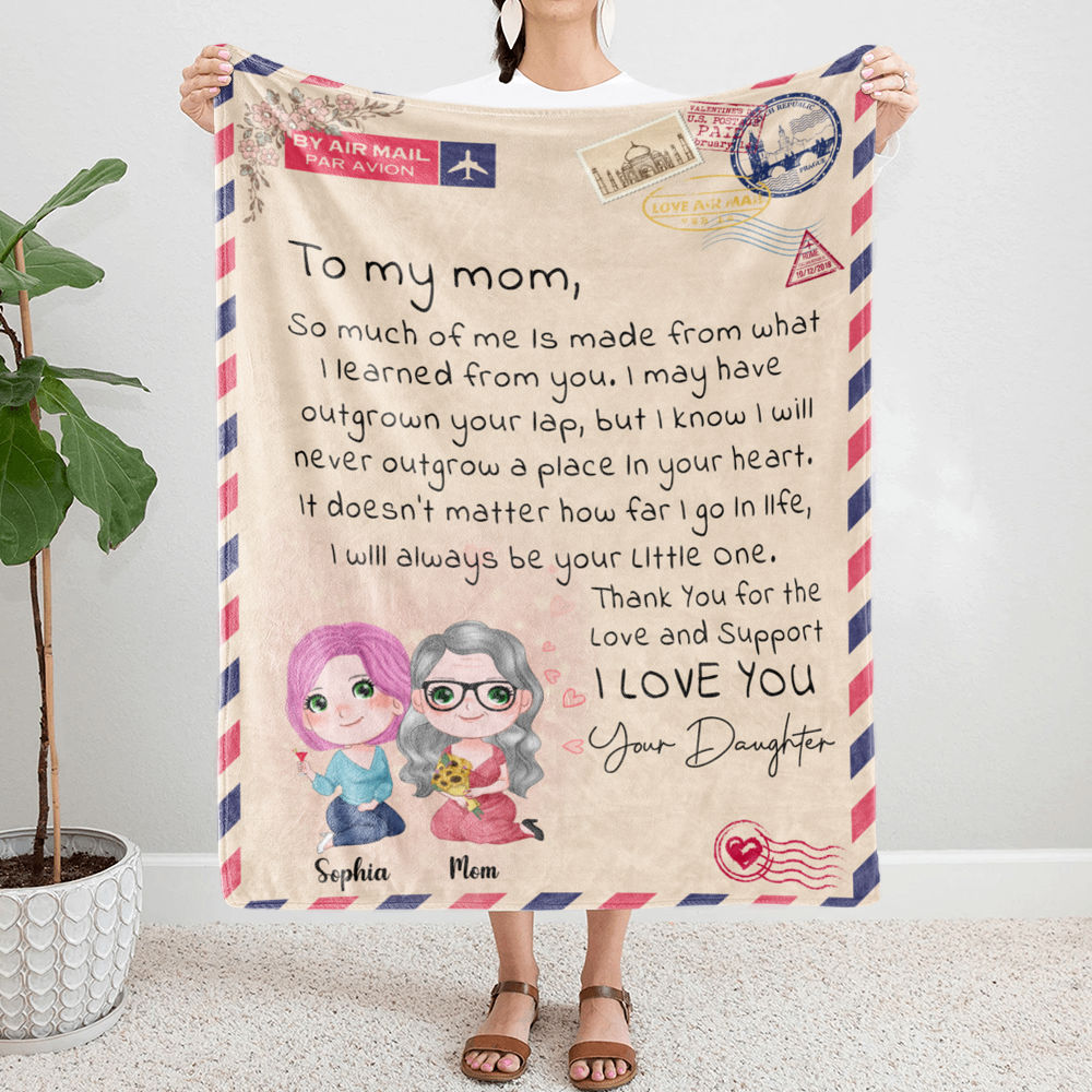 Personalized Blanket - Mother's Day Blanket - BEST MOM EVER - I LOVE YOU -  Pink (2D)