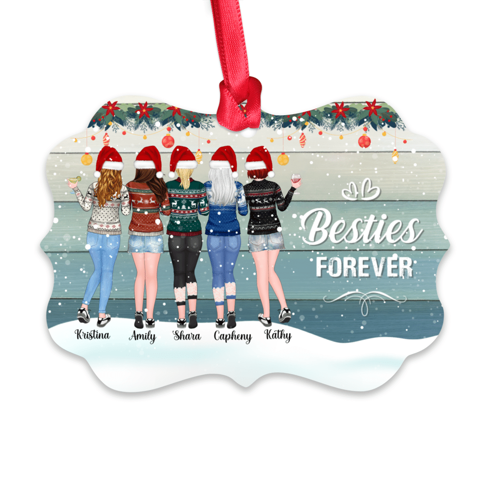 Up to 5 Woman - Besties Forever - Ornament (BG3 Snow) - Personalized Ornament_1
