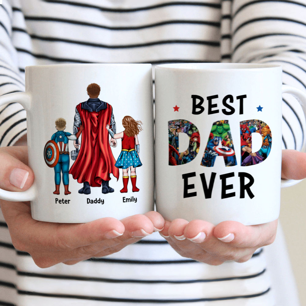 Personalized Mug - Father and Kids - Best Dad Ever - Best Gift For Father's Day