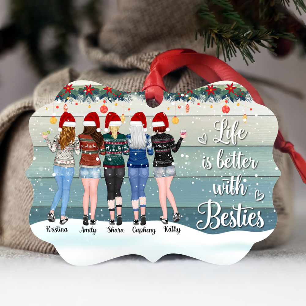 Personalized Ornament - Up to 5 Woman - Life is better with Besties - Ornament (BG3 Snow)