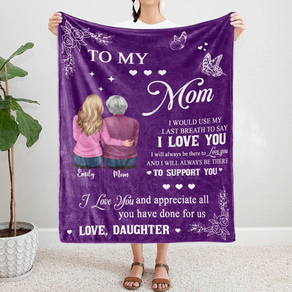 Personalized Blanket - Mother's Day Blanket - To my Mom - I Love You - Purple (2Db)_1