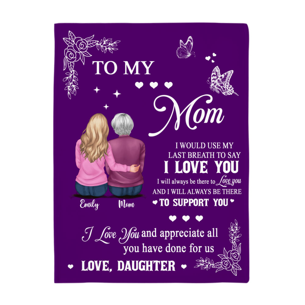 Personalized Blanket - Mother's Day Blanket - To my Mom - I Love You - Purple (2Db)_3