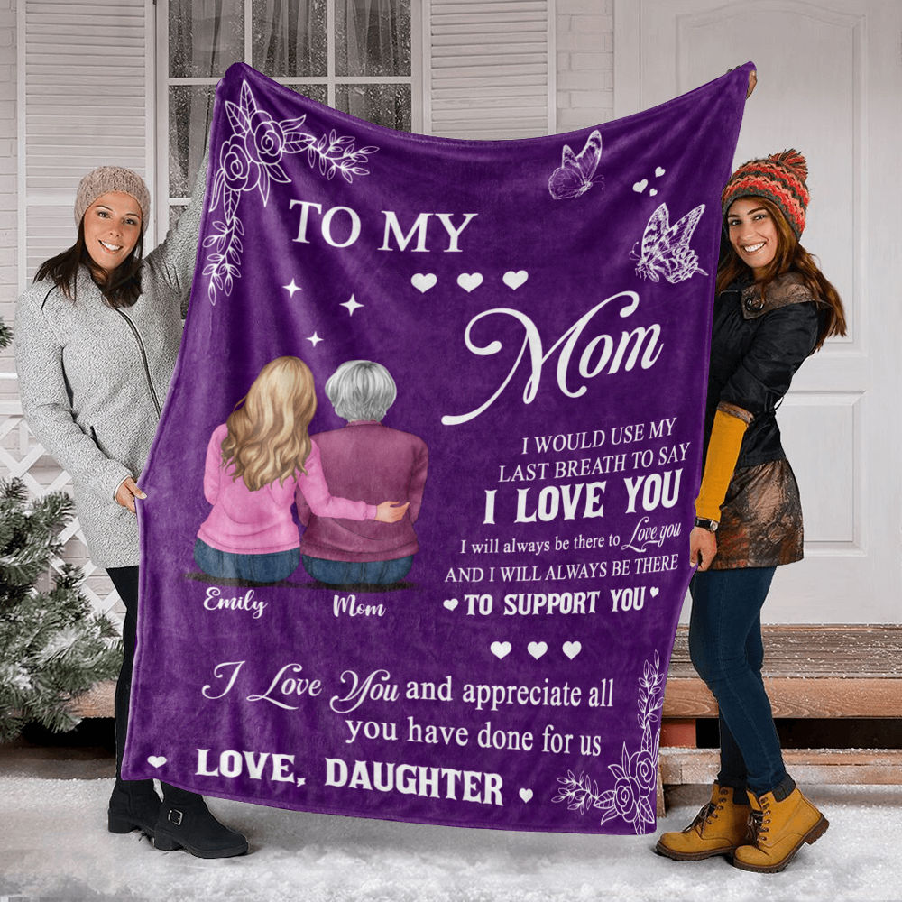 Mother's Day Blanket - To my Mom - I Love You - Purple (2Db)