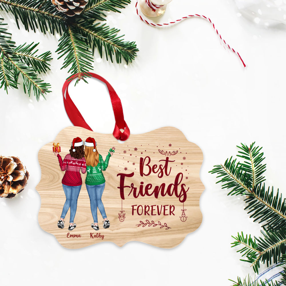 Christmas Up to 5 Girl - Best Friends Forever - Personalized Aluminum Ornament - Personalized Ornament_2