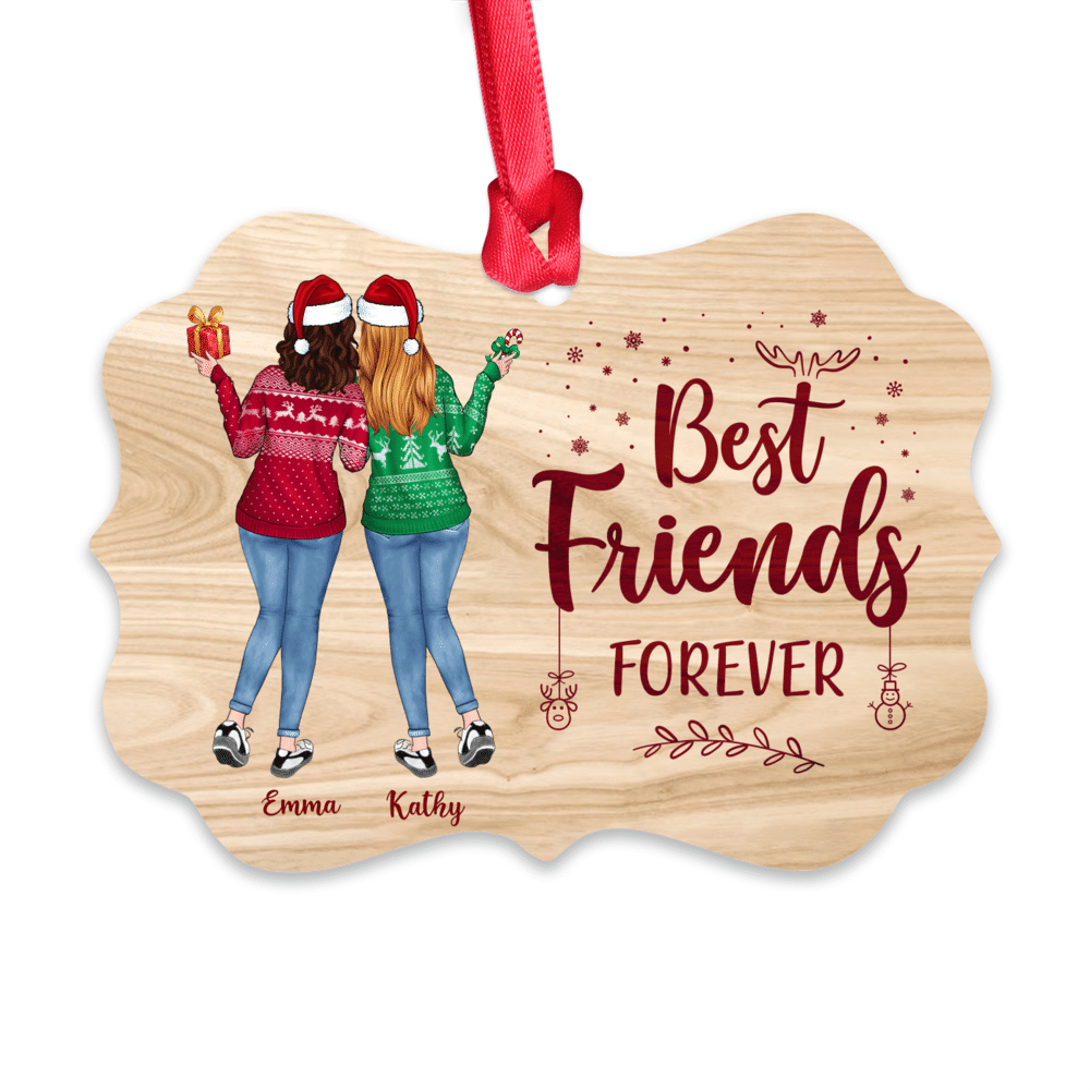 Christmas Up to 5 Girl - Best Friends Forever - Personalized Aluminum Ornament - Personalized Ornament_1