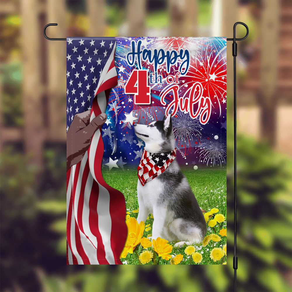 Happy 4th July - Independence Day Flag, Siberian Husky Dog Fourth of July, Siberian Husky Happy 4th July Flag, The Fourth of July, USA Patriotic Dog Flag 26933 - Garden Flag_3