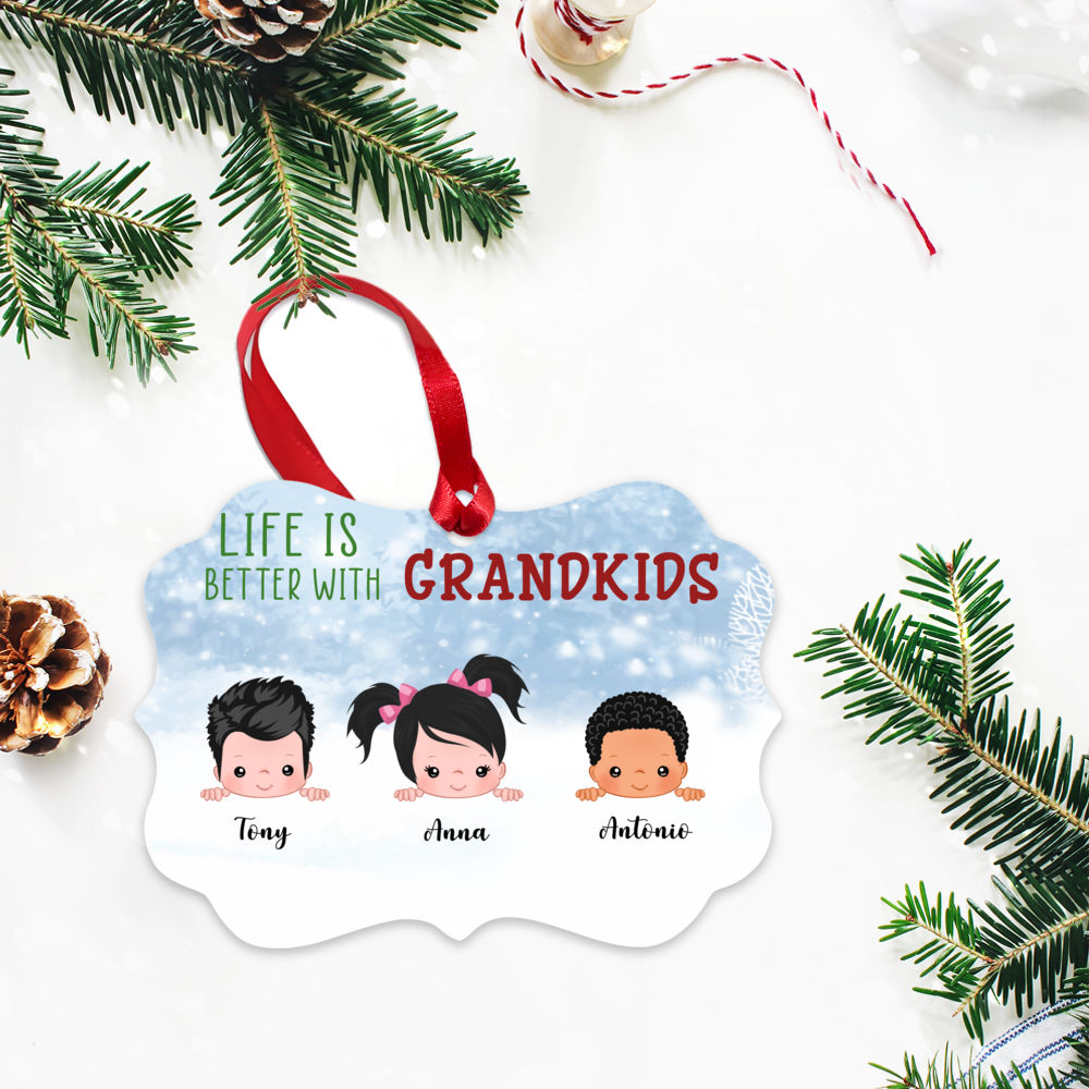 Personalized Ornament - Up to 9 Kids - Life Is Better With GrandKids V2_2