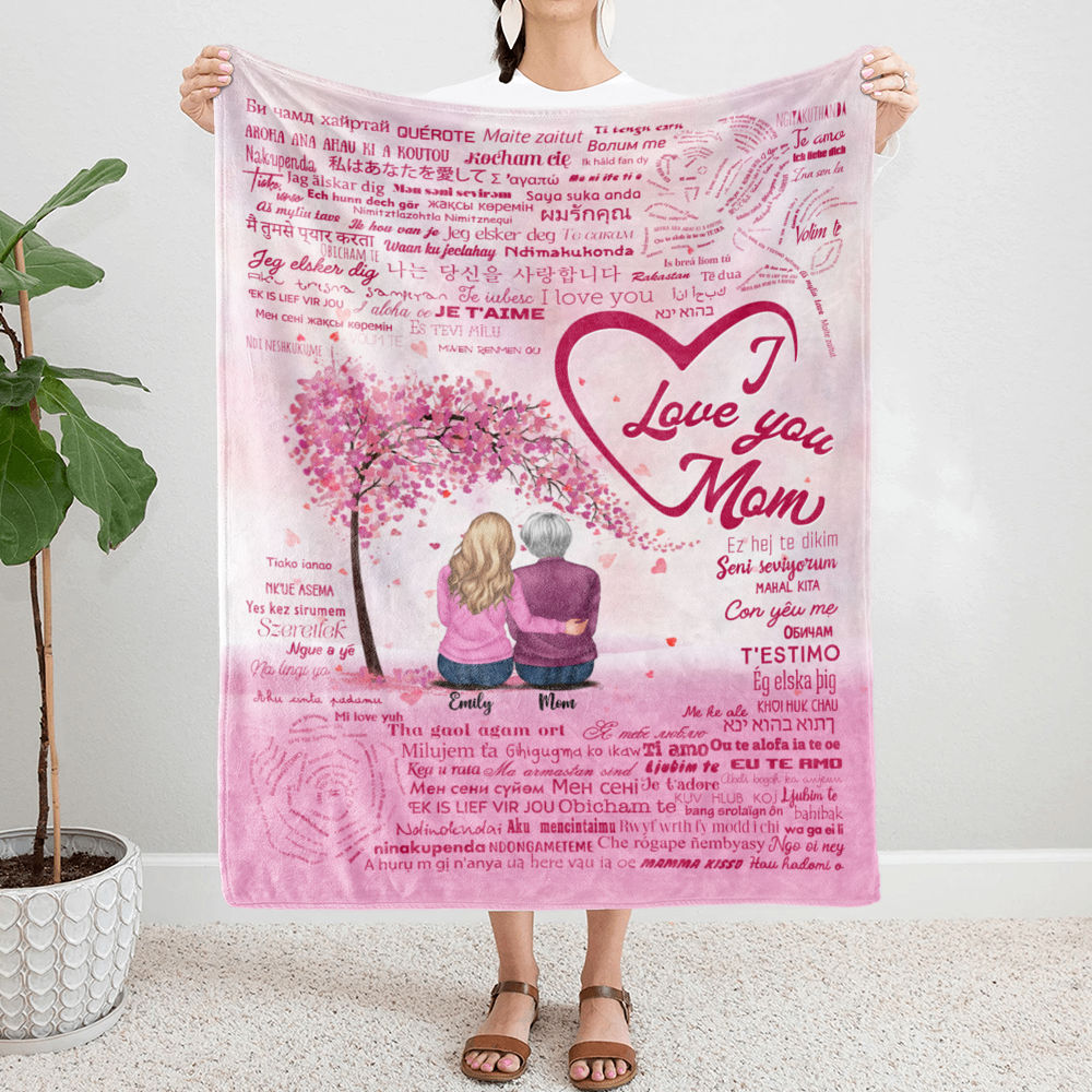 Personalized Blanket - Mother's Day Blanket - I Love You Mom in 100 Languages_1