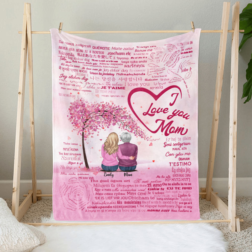 Personalized Blanket - Mother's Day Blanket - I Love You Mom in 100 Languages_2