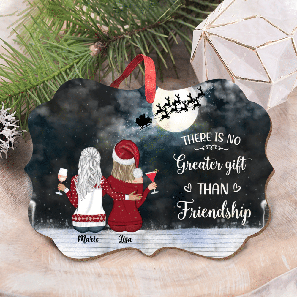 There's No Greater Gift Than Friendship - Personalized Aluminum Ornament -  Family Sitting