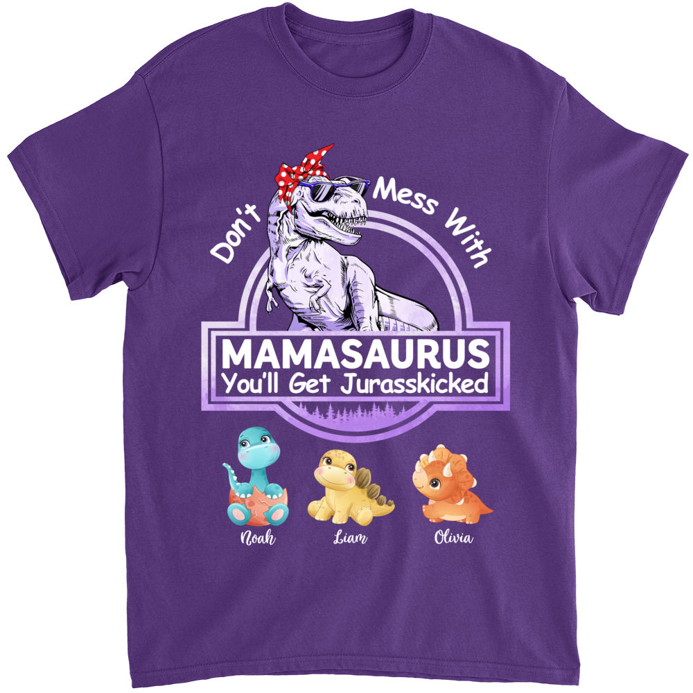 Personalized Shirt - Family - Don't Mess With Mamasaurus - Birthday Gift, Mother's Day Gift For Mom (Violet), Gifts For Mother_3