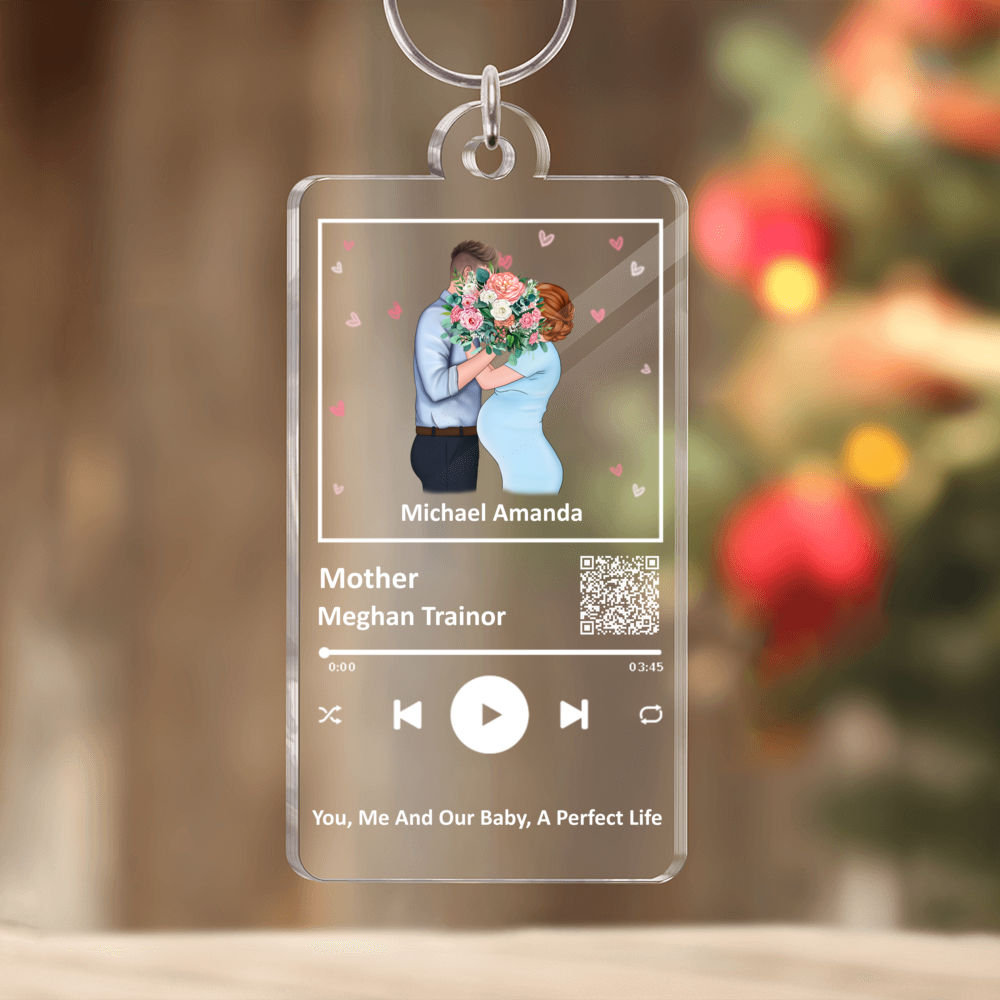 HAPPY MOTHER'S AND FATHER'S DAY - Song Keychain - Custom Your Favorite Song With Scannable QR Code - Sentimental Gift for Parents-To-Be - Personalized Keychain_2