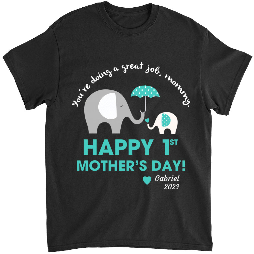 Mother's Day Gift - First Mother's Day Shirts Elephant Matching Mom and ...