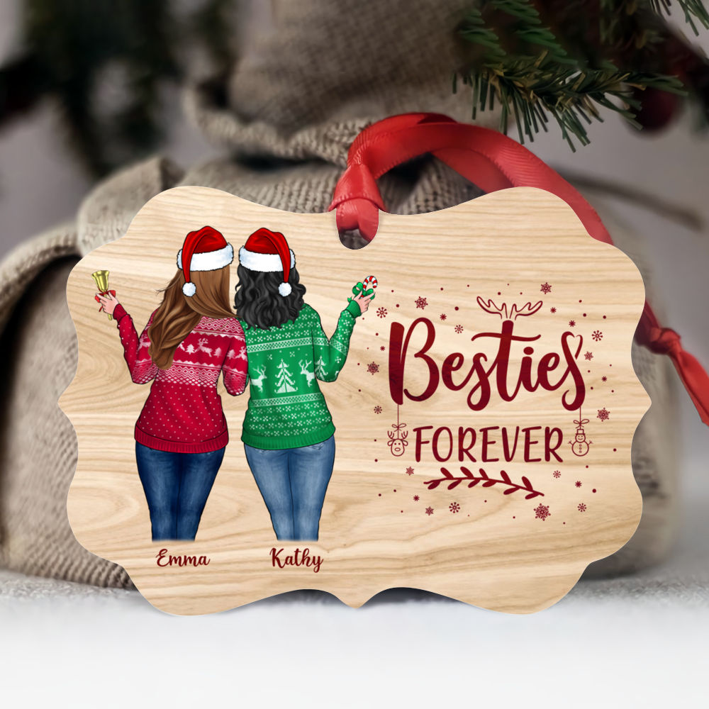 Personalized Ornament - Christmas Up to 5 Girl - Besties Forever v2