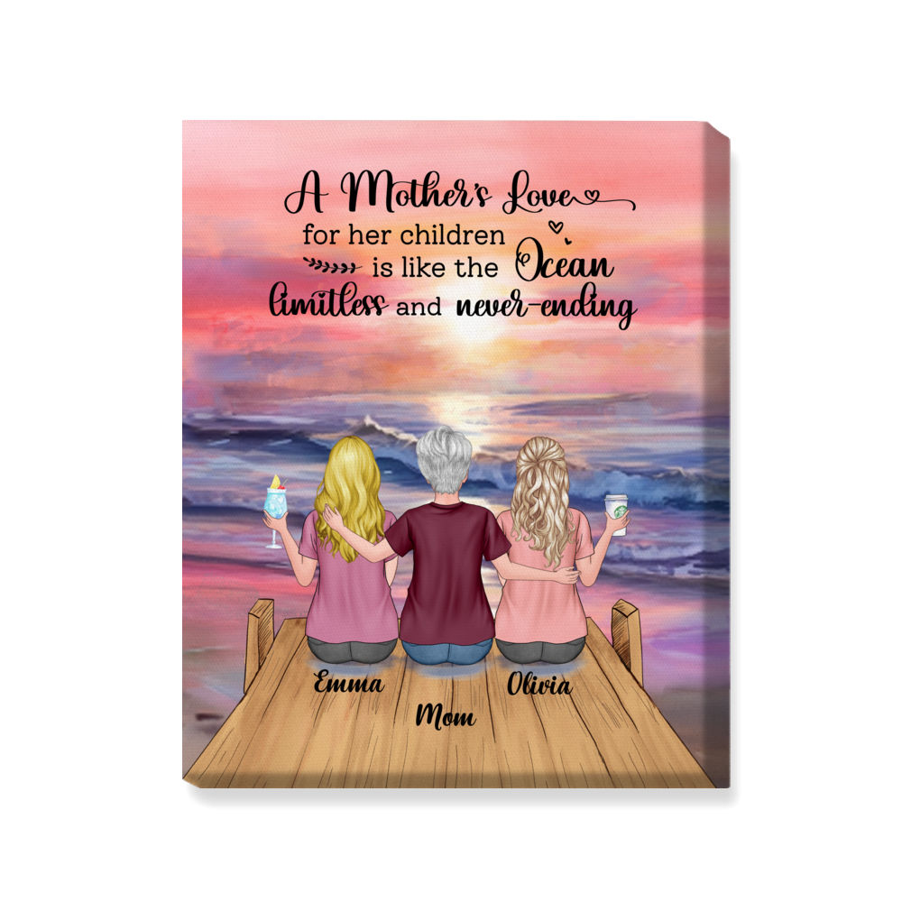 Personalized Wrapped Canvas - Christmas 2023 - Mother & Children - A mothers love for her children is like the ocean, limitless and never ending_2