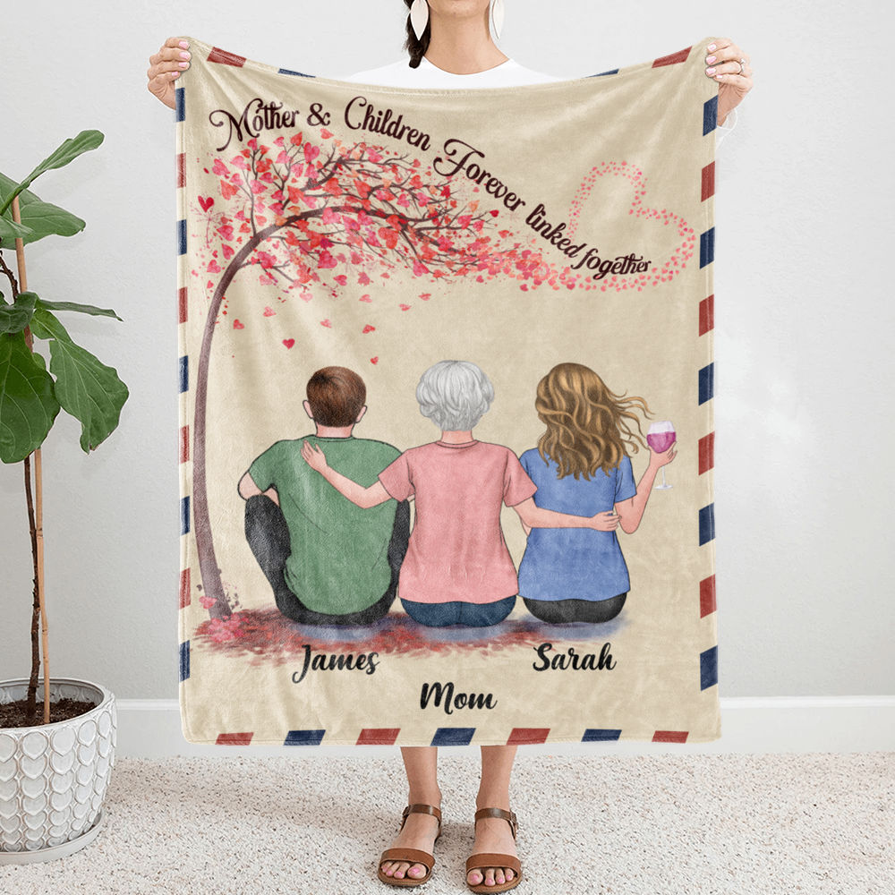 Personalized Blanket - Mother & Children - Mother & Children Forever Linked Together_1