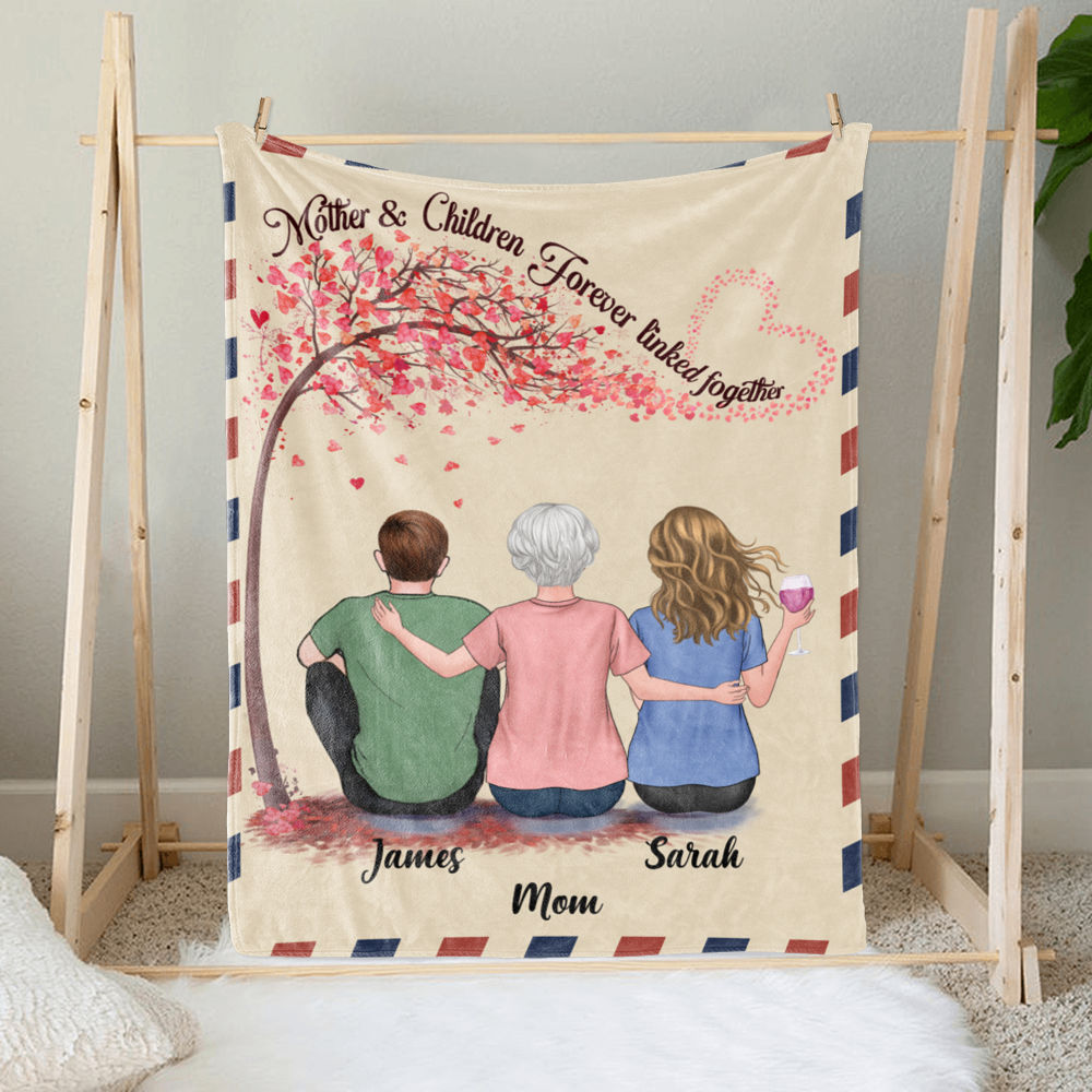 Personalized Blanket - Mother & Children - Mother & Children Forever Linked Together_2