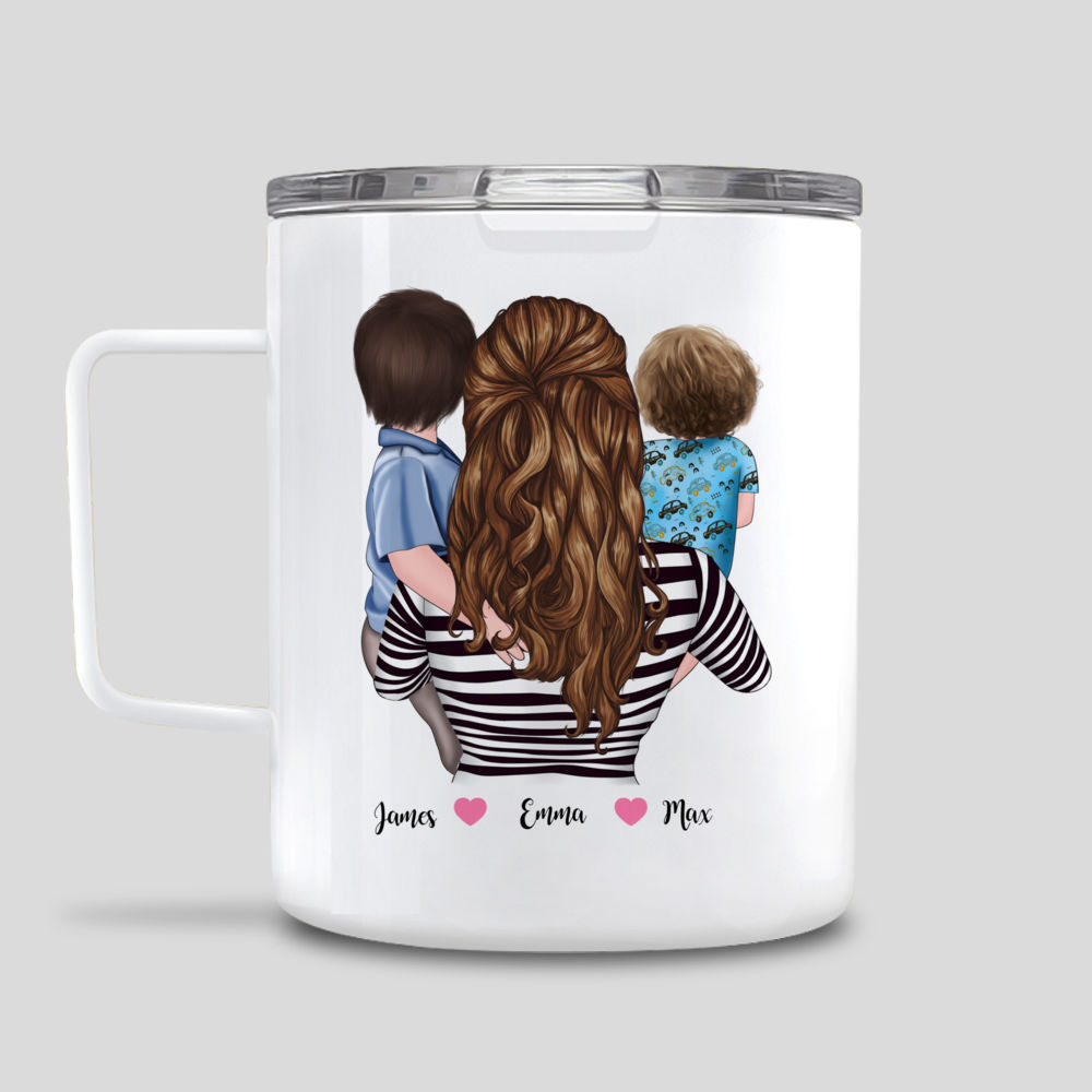 Personalized Family Mug - Mother & Kids Happiness Is Being A Mom