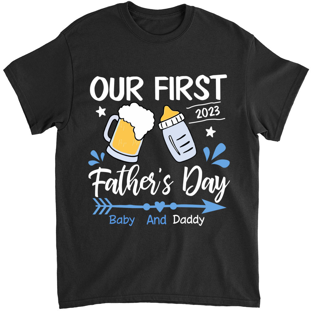 Father's Day Shirts - Custom Our First Father's Day Gift For New Father, Father's Day Shirt Gift, Dad And Baby Matching shirts 28658_3