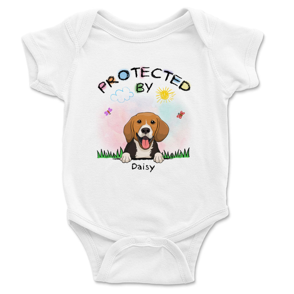 Custom Baby Onesies - Protected By - Up to 7 Dogs - Personalized Onesie_3