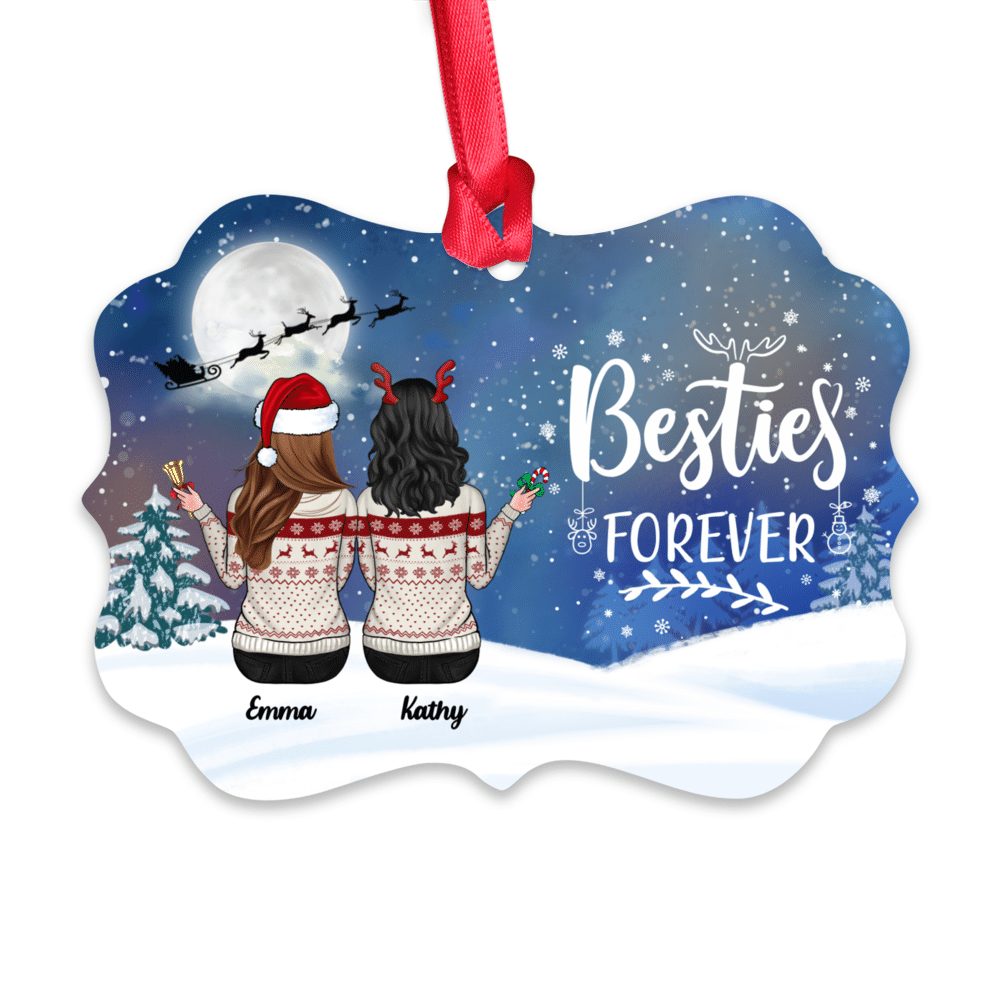 Personalized Ornament - Up to 5 Girls  - Xmas Ornament - Besties Forever_1