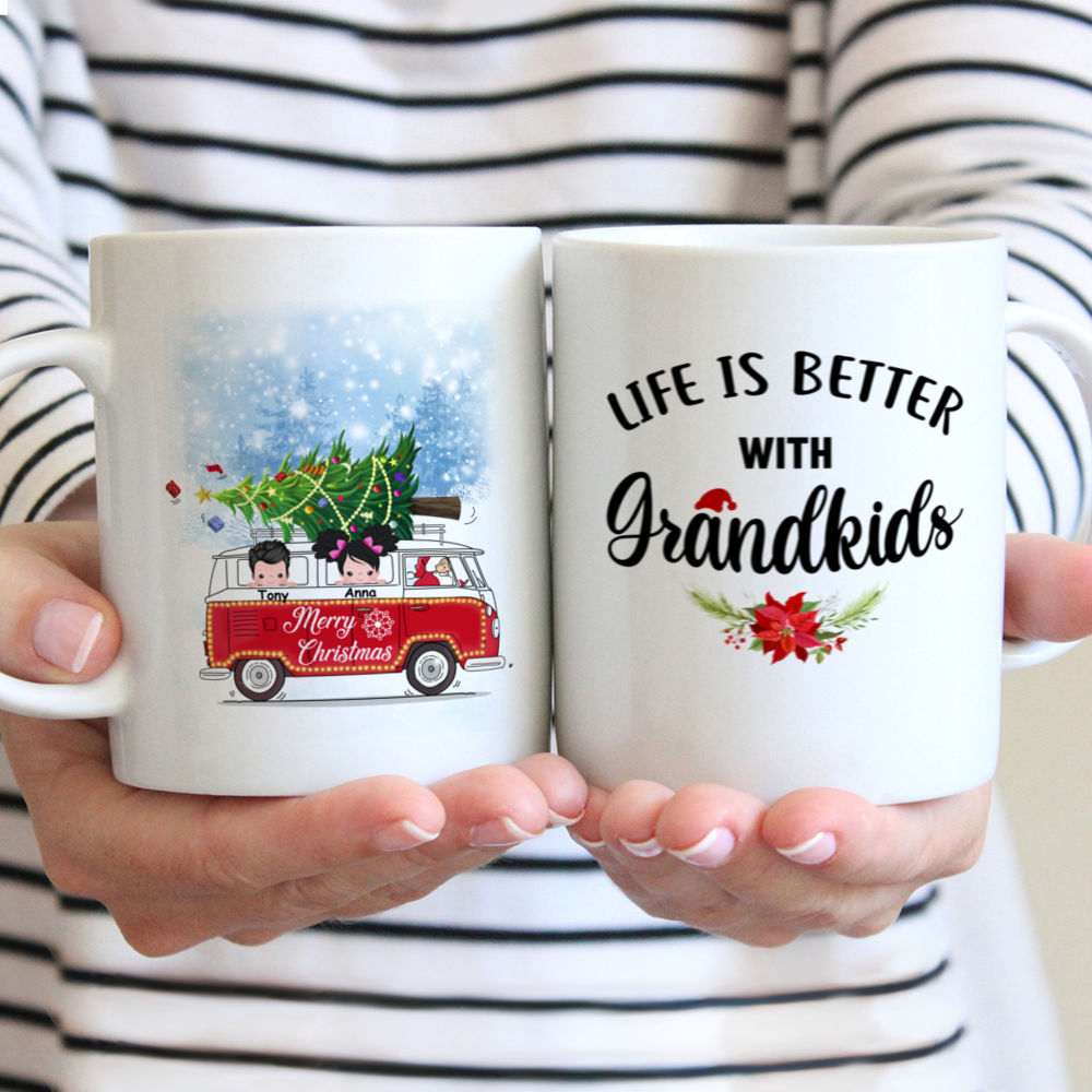 Personalized Mug - Up to 4 Kids - Life Is Better With GrandKids Xmas